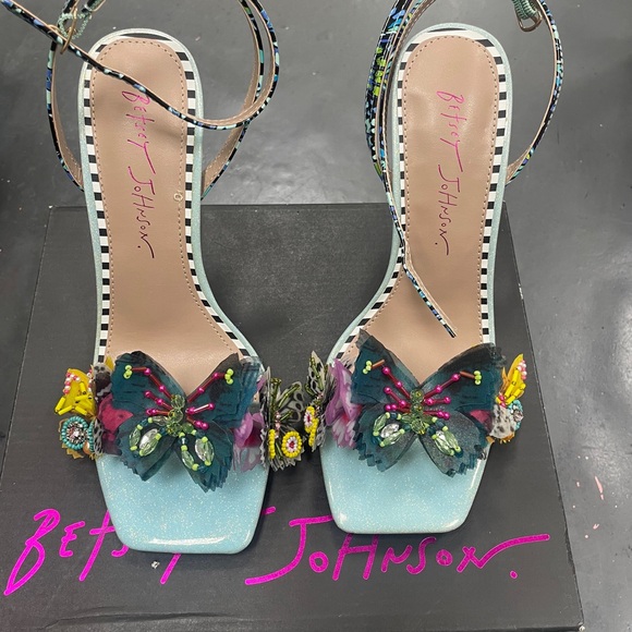 Betsey Johnson Shoes - Betsey Johnson Multicolor Butterfly Embellished Heels